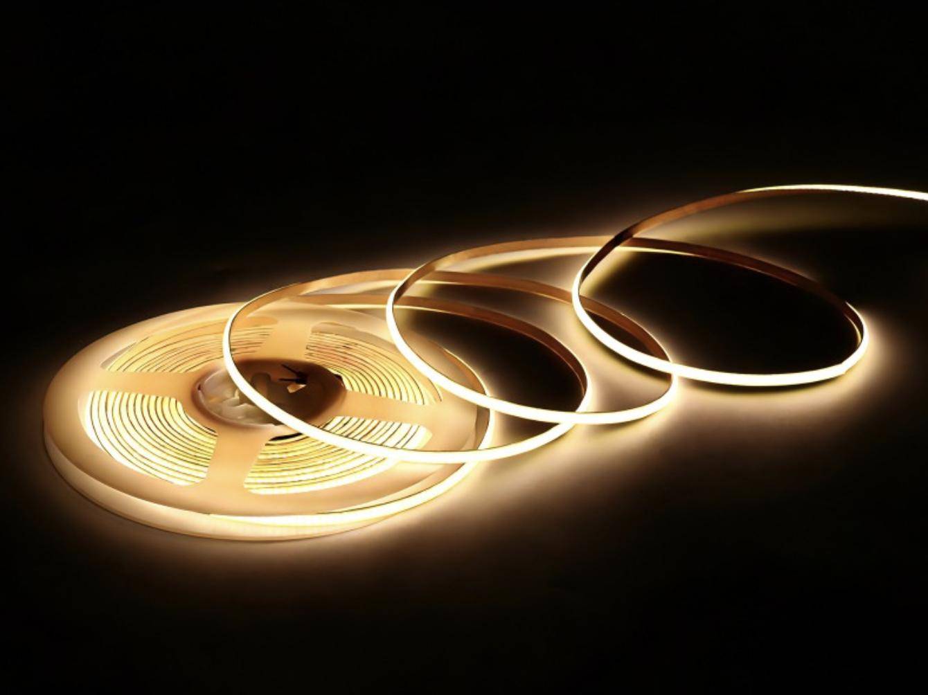 Waveshare 4000K COB-Soft-Light-Strip, einfarbig, kürzbar, 480 LEDs/m, 5m Länge, 12V - Lichtstreifenbreite: 4 mm