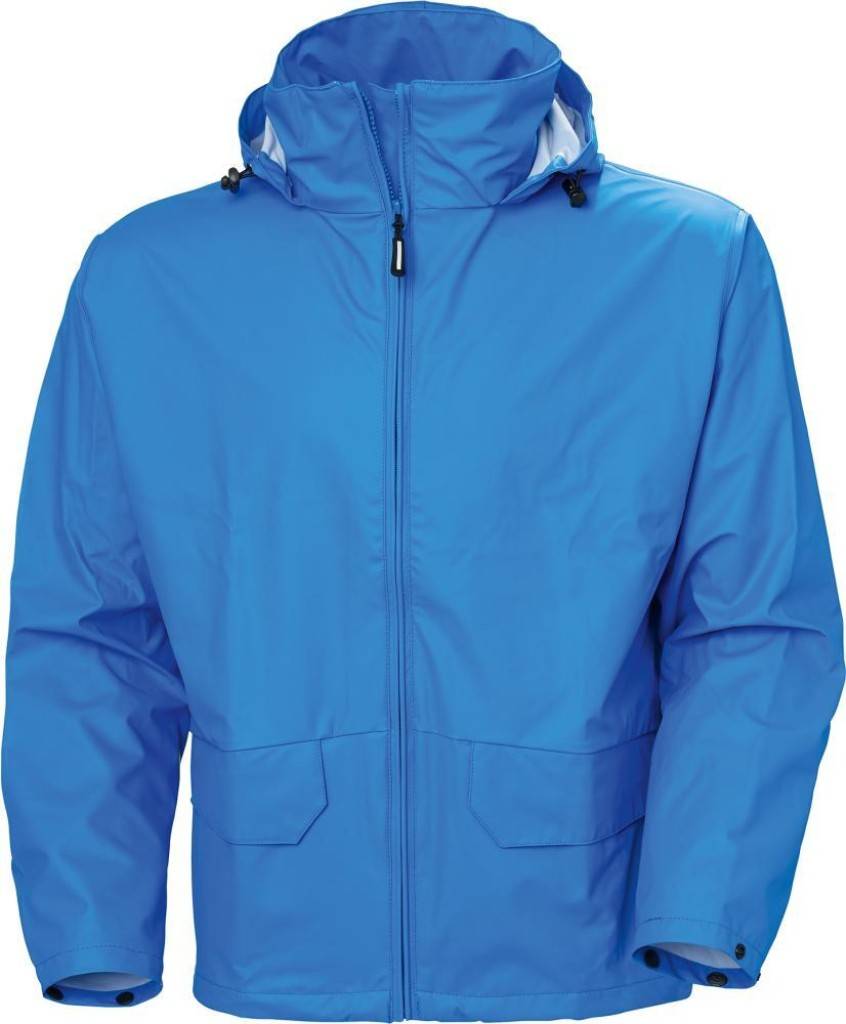 Stretch-Regenjacke VossEigenschaften Zwei Vordertaschen mit Abdeckung Kapuze im Kragen verstaubar Kapuze mit Kordelzug Verlängerter Rück