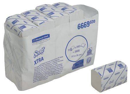 Scott® 6669 Falthandtuch - 1-lagig, weiß, 20 x 31,5 cm, 3.600 Tücher
