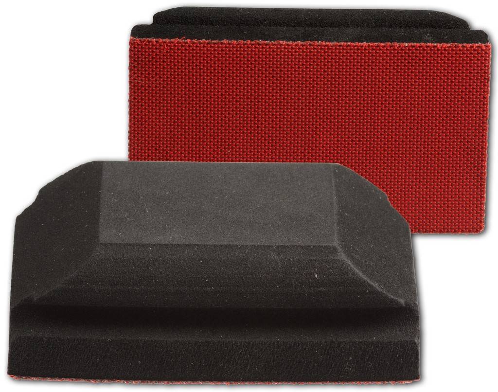 Handschleifklotz, kletthaftendAusführungAus Moosgummi, handlich geformt. Unterseite mit starker Klettfläche.AnwendungZur Aufnahme von kletthaftendem