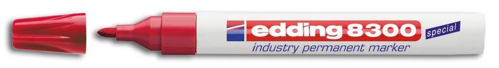 Industrie-Permanentmarker edding 8300Ausführung Rundspitze mit Aluminium-Schaft. Schnell trocknende, hochpermanente, Xylol-basierte Tinte, abrieb-
