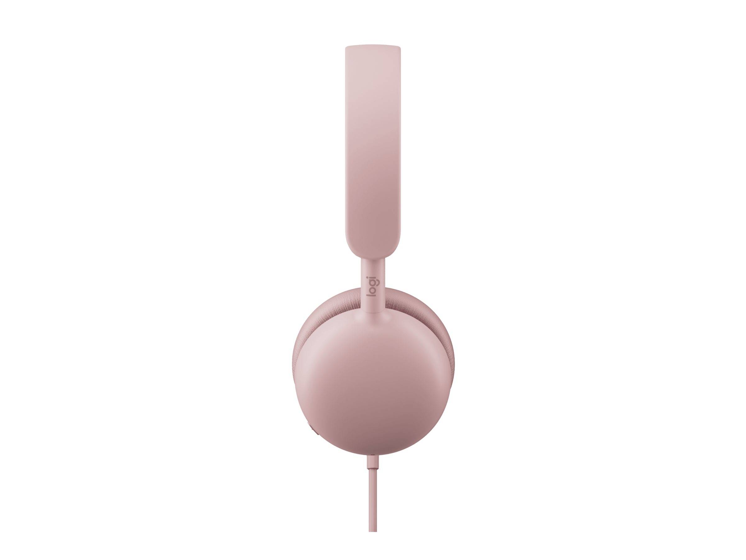 Rosa kabelgebundene Over-Ear-Kopfhörer auf weißem Hintergrund.