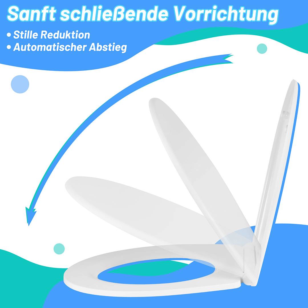 Toilettendeckel Duroplast SoftClose, Oval Graues Wassertropfen Muster