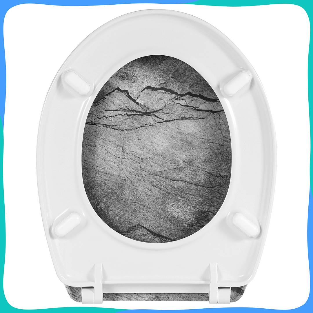 WC-Sitz Duroplast mit Absenkautomatik, Oval Marmor-Optik