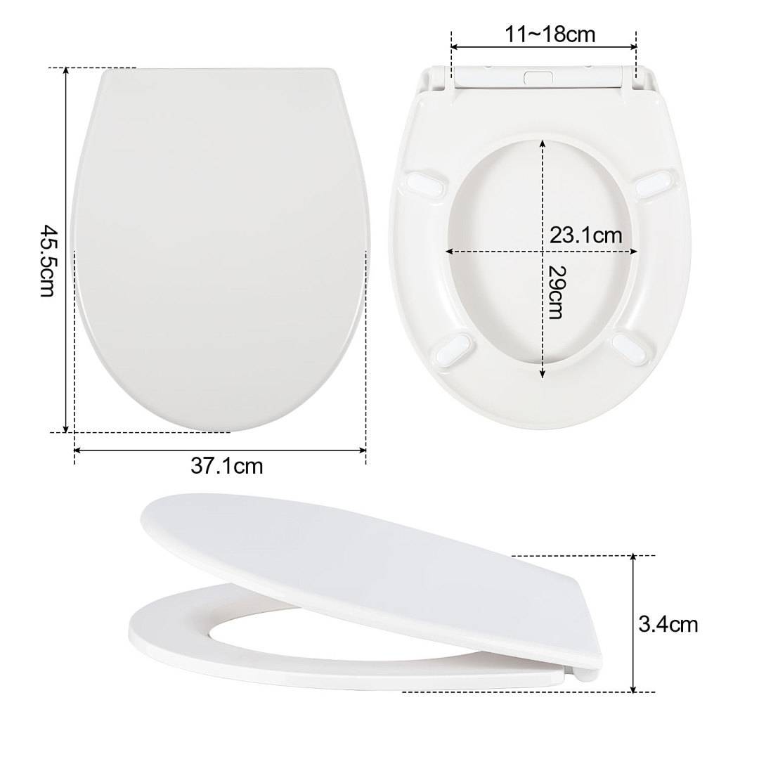 WC-Sitz Duroplast mit Absenkautomatik & Schnellverschluss, Oval Reinweiß