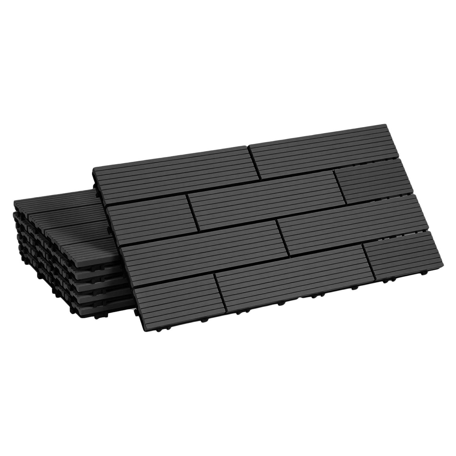 6 Stück Terrassenfliesen 30 x 60 cm mit Klicksystem, UV- und witterungsbeständig für Terrasse, Pool und Balkon Anthrazit