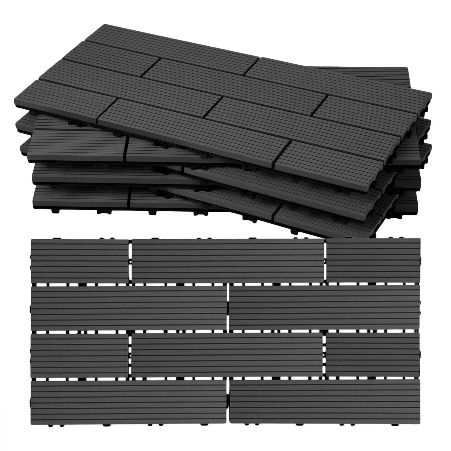 36 Stück Terrassenfliesen 30 x 60 cm mit Klicksystem, UV- und witterungsbeständig für Terrasse, Pool und Balkon Anthrazit