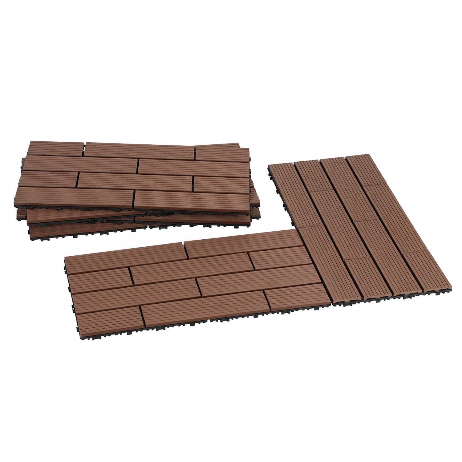 30 Stück Terrassenfliesen 30 x 60 cm mit Klicksystem, UV- und witterungsbeständig für Terrasse, Pool und Balkon Braun