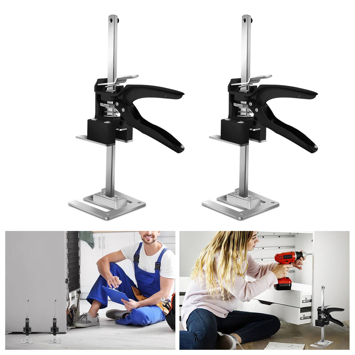 Möbelheber 2er Set, Arbeitssparender Hebearm bis 240 kg, Fliesenheber Höhenversteller 0–20 cm, Montagehilfe für Möbel Türen Fenster Fliesen