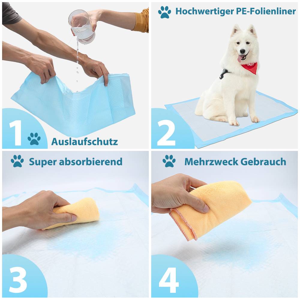 100 Stück Welpenunterlagen 45x60 cm Hunde Pipi Pads Einweg Trainingsunterlagen