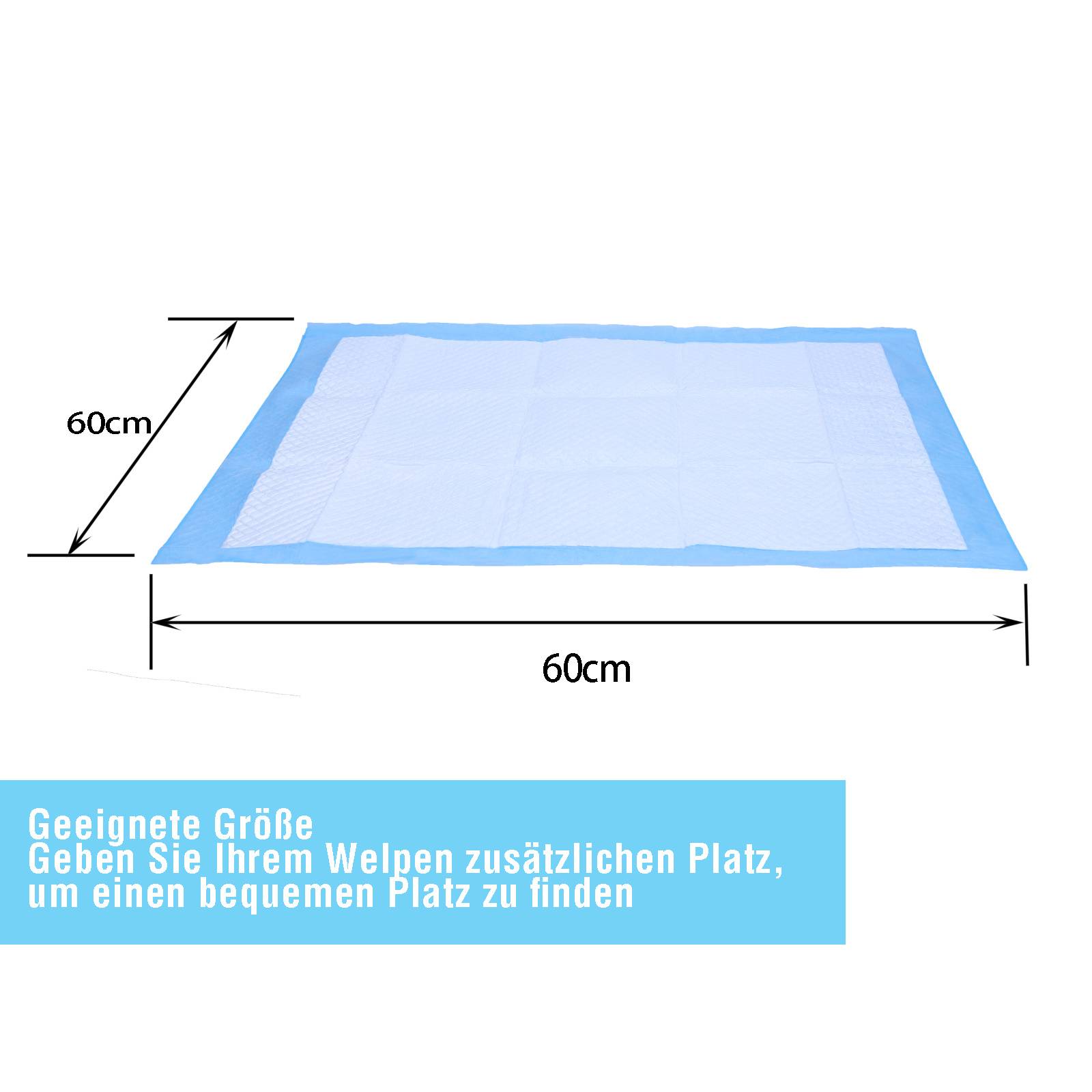 80 Stück Hundeunterlagen 60x60 cm Welpen Pipi Pads Einweg Trainingsunterlagen