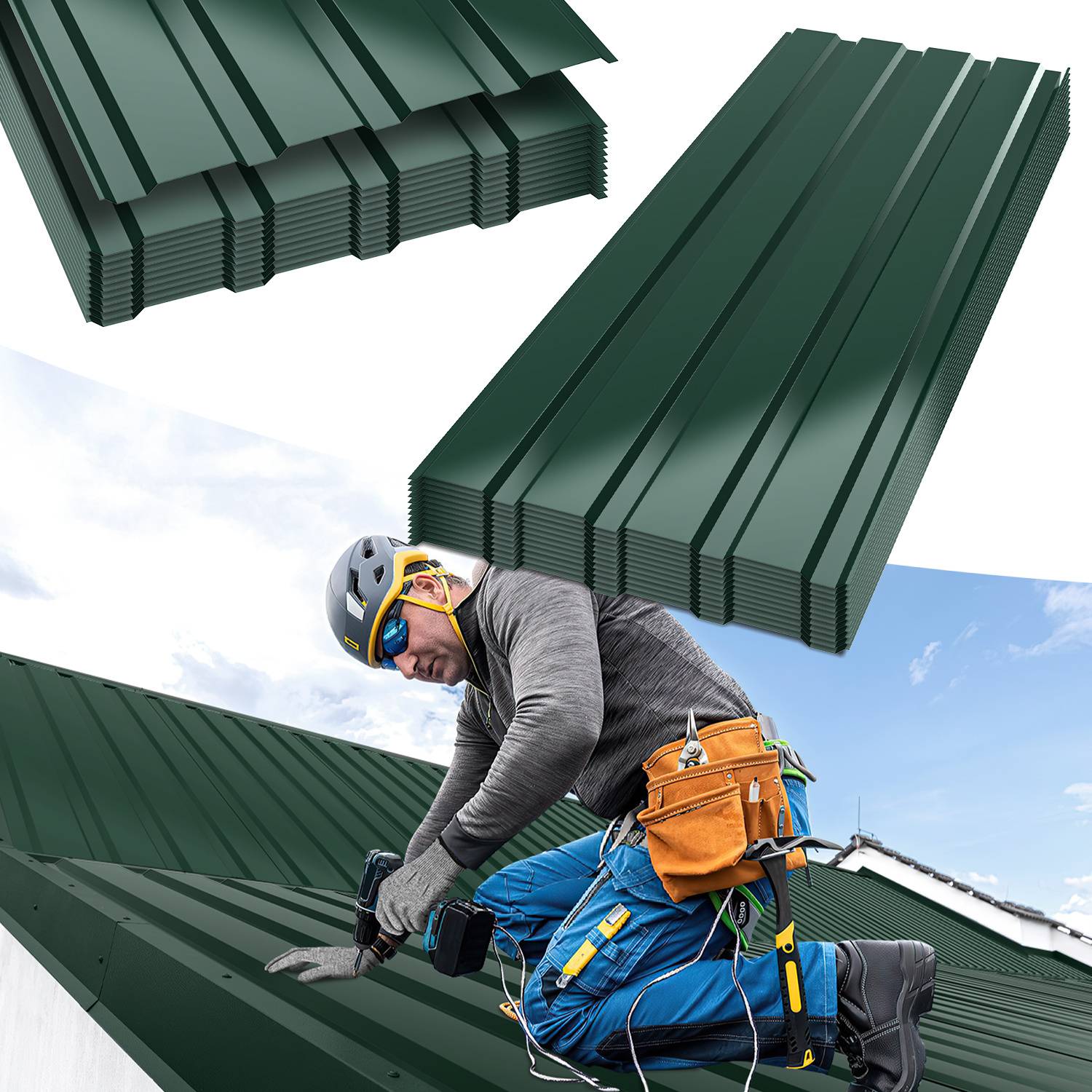 12er Trapezblech Dachplatten Anthrazit 155x45 cm, verzinktes Wellblech für Dach & Wand, 0,25 mm