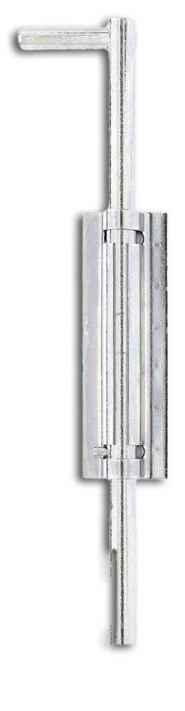 Bolzen-Stangenriegel, 2149Mit Platte zum AnschweißenBolzen 18 mm ØHub 125 mmPlattenlänge 160 mmPlattenbreite 50 mmLänge 400 mmOberfläche galvanis