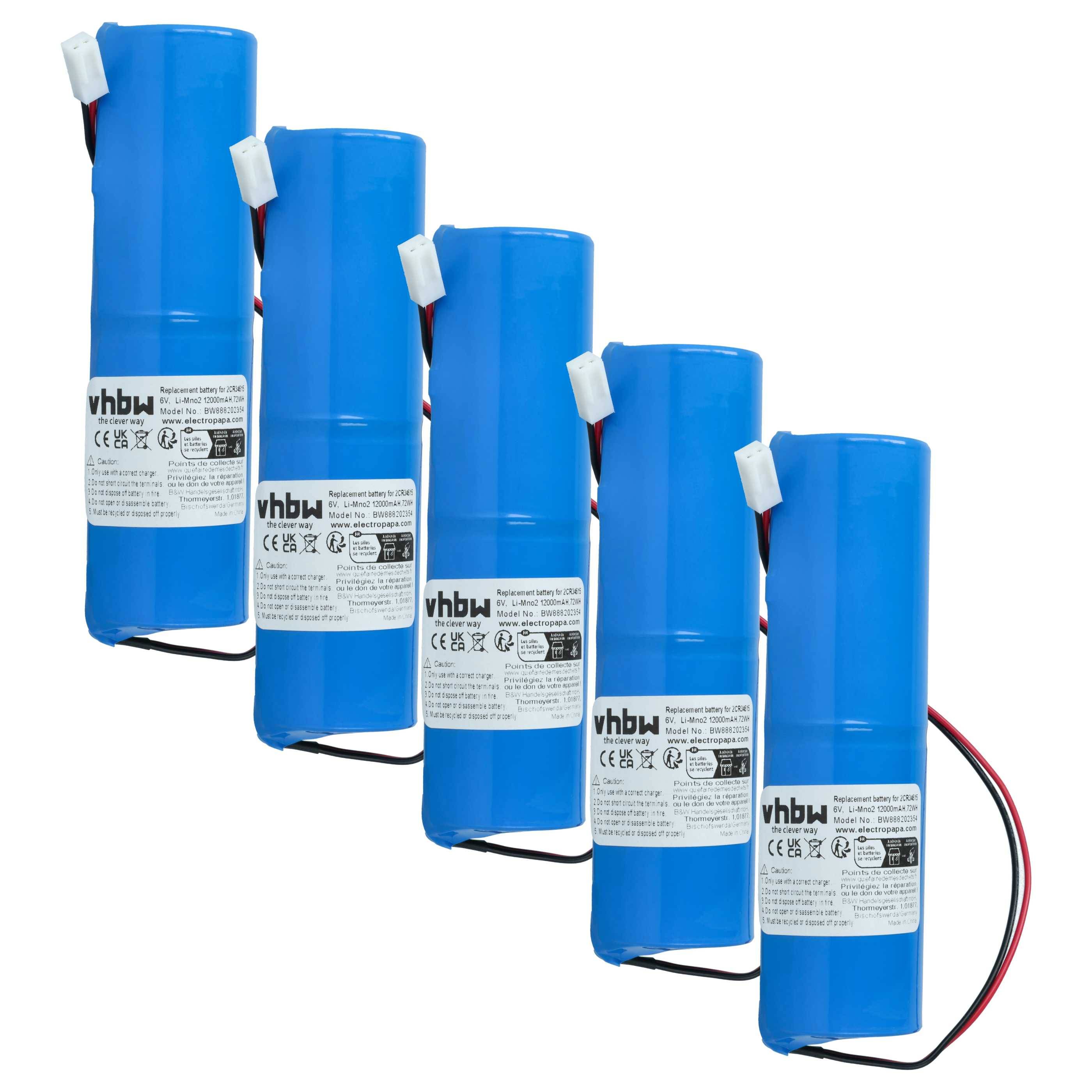 vhbw 5x Batterie Ersatz für Jablotron 2CR34615, BAT-80A-SAFT für Alarmanlage, Alarmsystem (12000 mAh, 6 V, Li-MnO2)