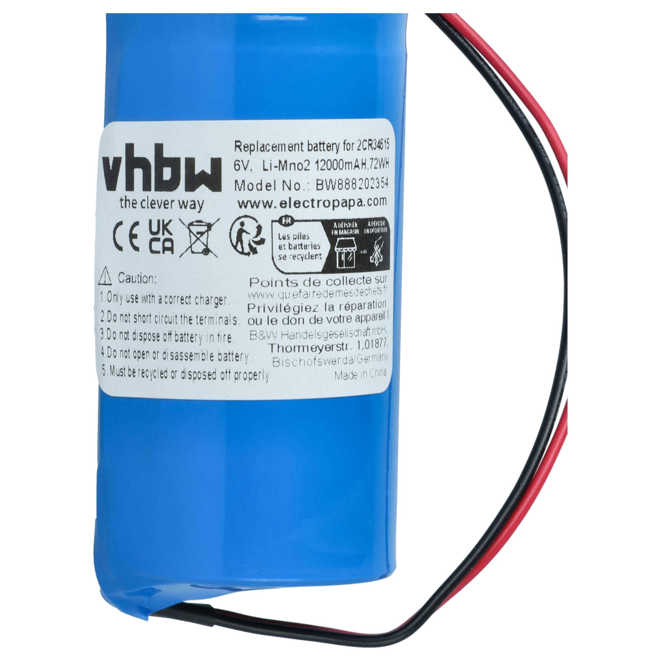 vhbw 5x Batterie Ersatz für Jablotron 2CR34615, BAT-80A-SAFT für Alarmanlage, Alarmsystem (12000 mAh, 6 V, Li-MnO2)