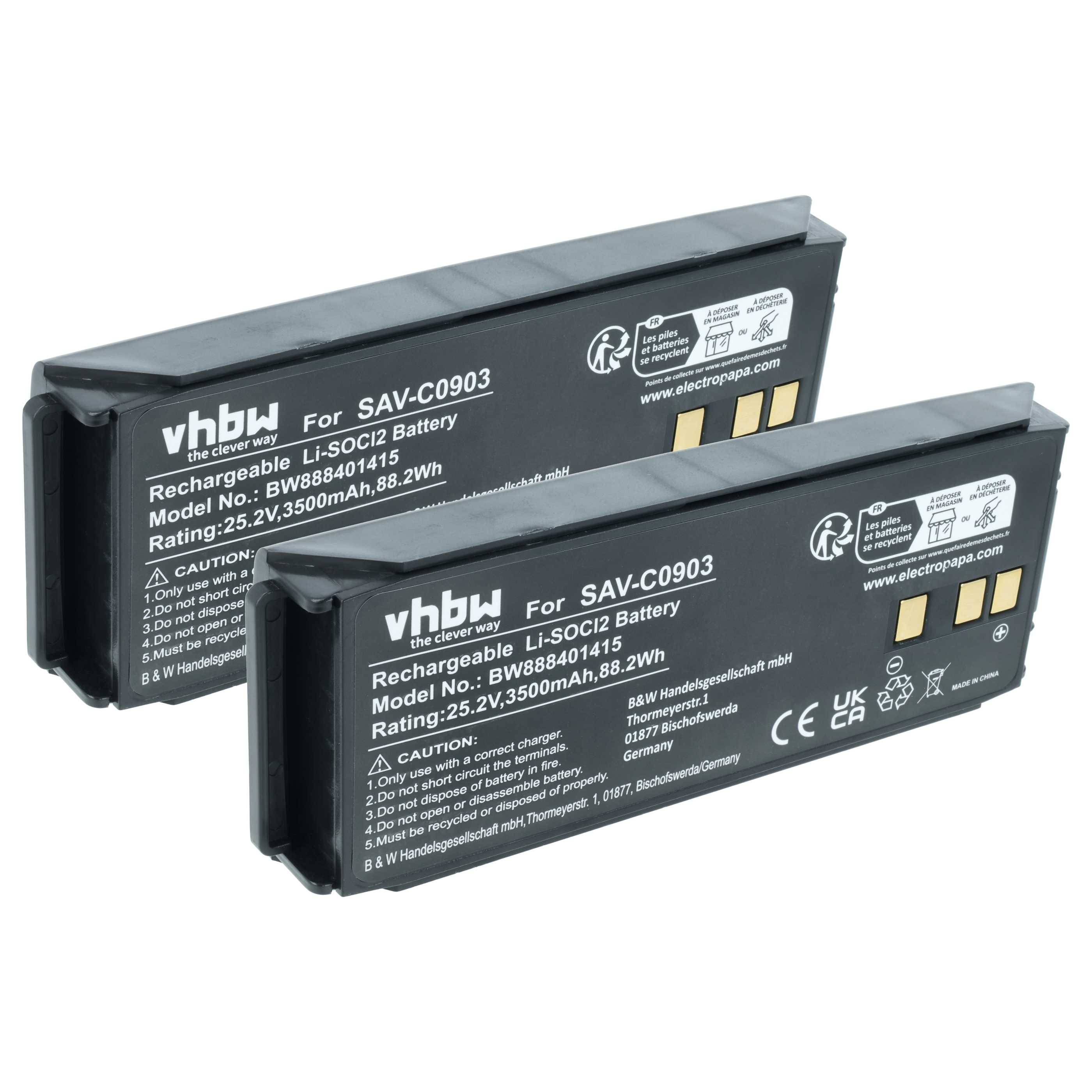 vhbw 2x Batterie kompatibel mit Saver One Semi-Automatic | P, D, Automatic Medizintechnik (3500 mAh, 25,2 V, Li-SOCl2)