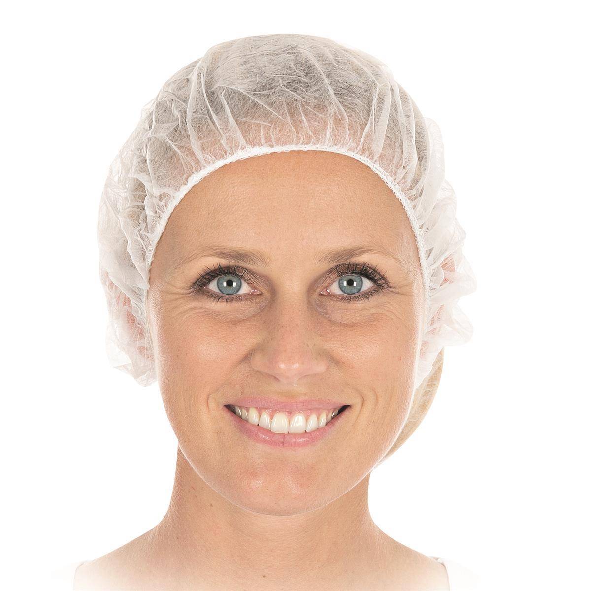 10x Hygostar 1264 Baretthauben Bettina weiß ø 53 cm PP Spenderbox