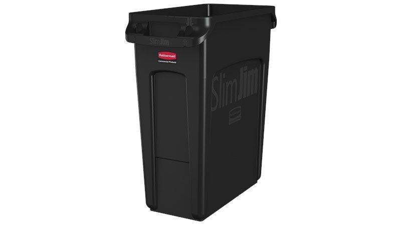 RUBBERMAID 1955959 Slim Jim® Abfallbehälter mit Luftkanälen - 60 L, schwarz