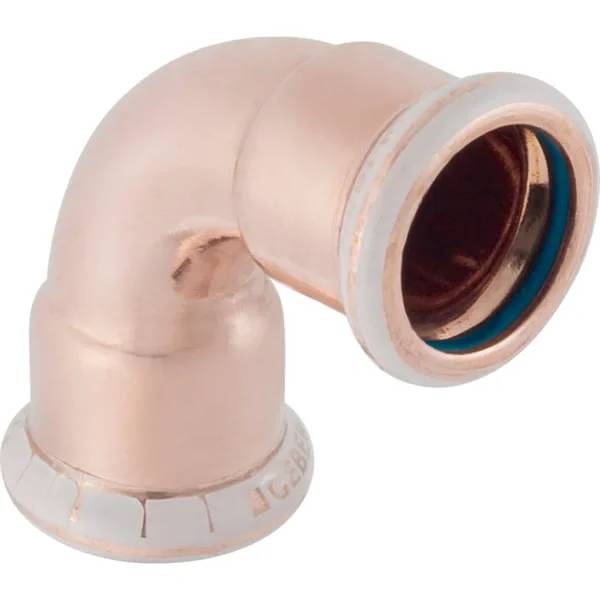 Geberit Pressbogen Mapress Kupfer FKM, 90°, Ø28mm, DN25, Kupfer, blaue Dichtung, 1 Stk.