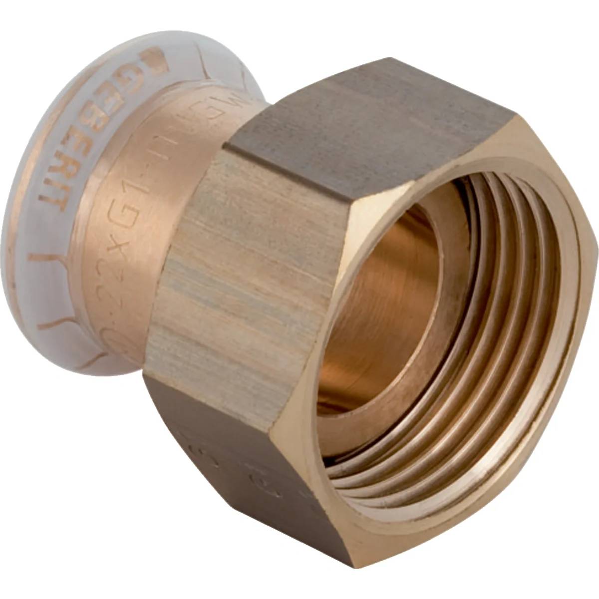 Geberit Übergangsfitting, Mapress Kupfer FKM, Ø22mm × G1", Überwurfmutter, Kupfer, 1 Stk.