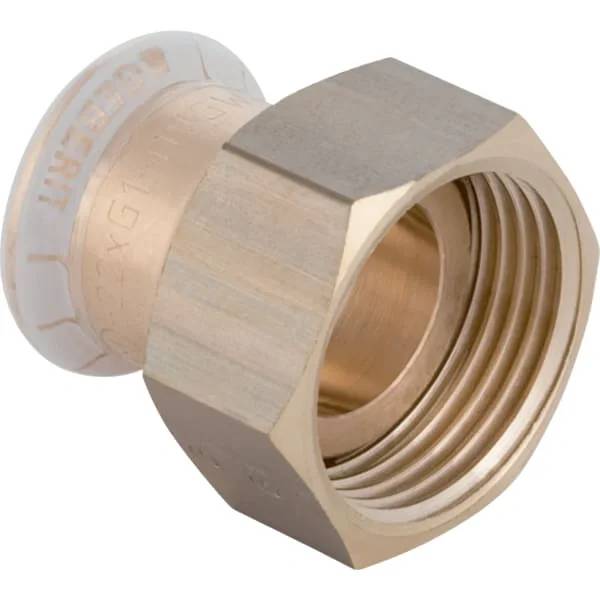 Geberit Übergangsfitting, Mapress Kupfer FKM, Ø22mm × G1", Überwurfmutter, Kupfer, 1 Stk.