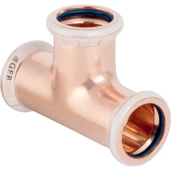 Geberit Press-T-Stück Mapress Kupfer FKM, egal, Ø28mm, DN25, Kupfer, blaue Dichtung, 1 Stk.