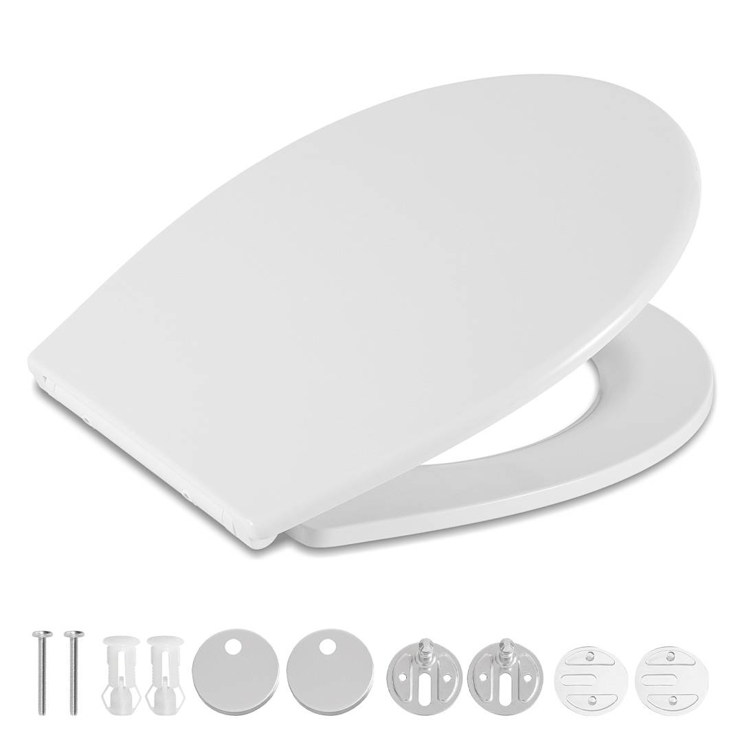 Toilettendeckel WC-Sitz Klobrille mit Absenkautomatik & Schnellverschluss, aus antibakteriellem Duroplast, werkzeuglose Montage, hohe Tragkraft