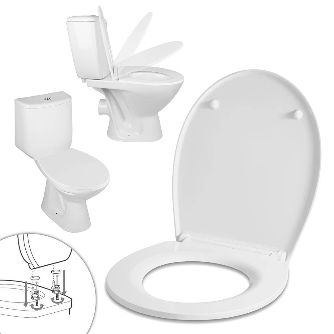 WC-Sitz Duroplast mit Absenkautomatik & Schnellverschluss, Oval Reinweiß