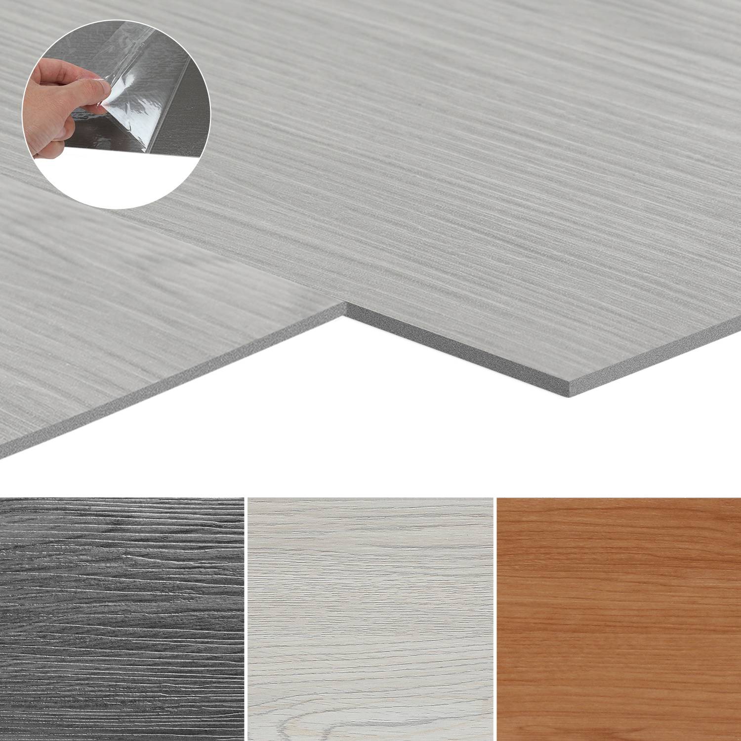 PVC Vinylboden Bodenbelag Selbstklebend 18 Stück 2.51m², Wasserfest Rutschfest Vinyl Dielen für Küche, Wohnzimmer, Balkon (Weiß oak)