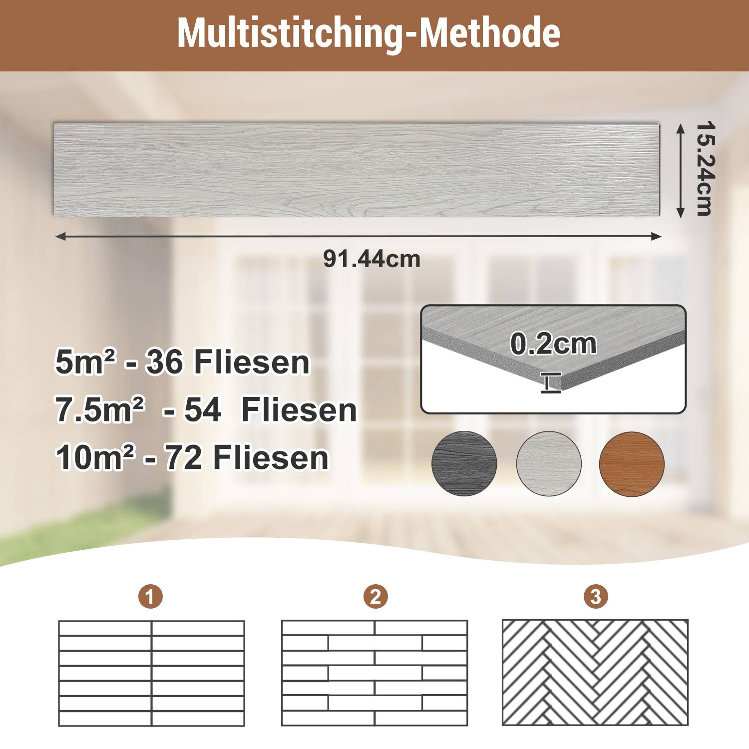 PVC Vinylboden Bodenbelag Selbstklebend 18 Stück 2.51m², Wasserfest Rutschfest Vinyl Dielen für Küche, Wohnzimmer, Balkon (Weiß oak)