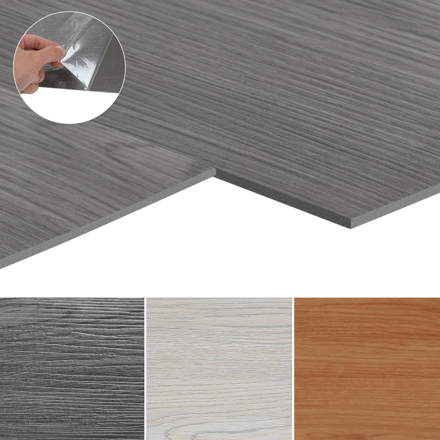 PVC Vinylboden Bodenbelag Selbstklebend 18 Stück 2.51m², Wasserfest Rutschfest Vinyl Dielen für Küche, Wohnzimmer, Balkon (Dunkelgrau oak)