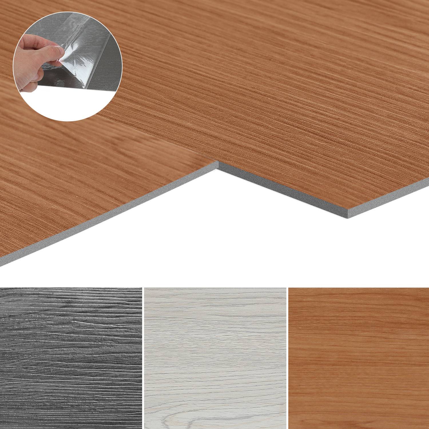 PVC Vinylboden Bodenbelag Selbstklebend 18 Stück 2.51m², Wasserfest Rutschfest Vinyl Dielen für Küche, Wohnzimmer, Balkon (Braun oak)