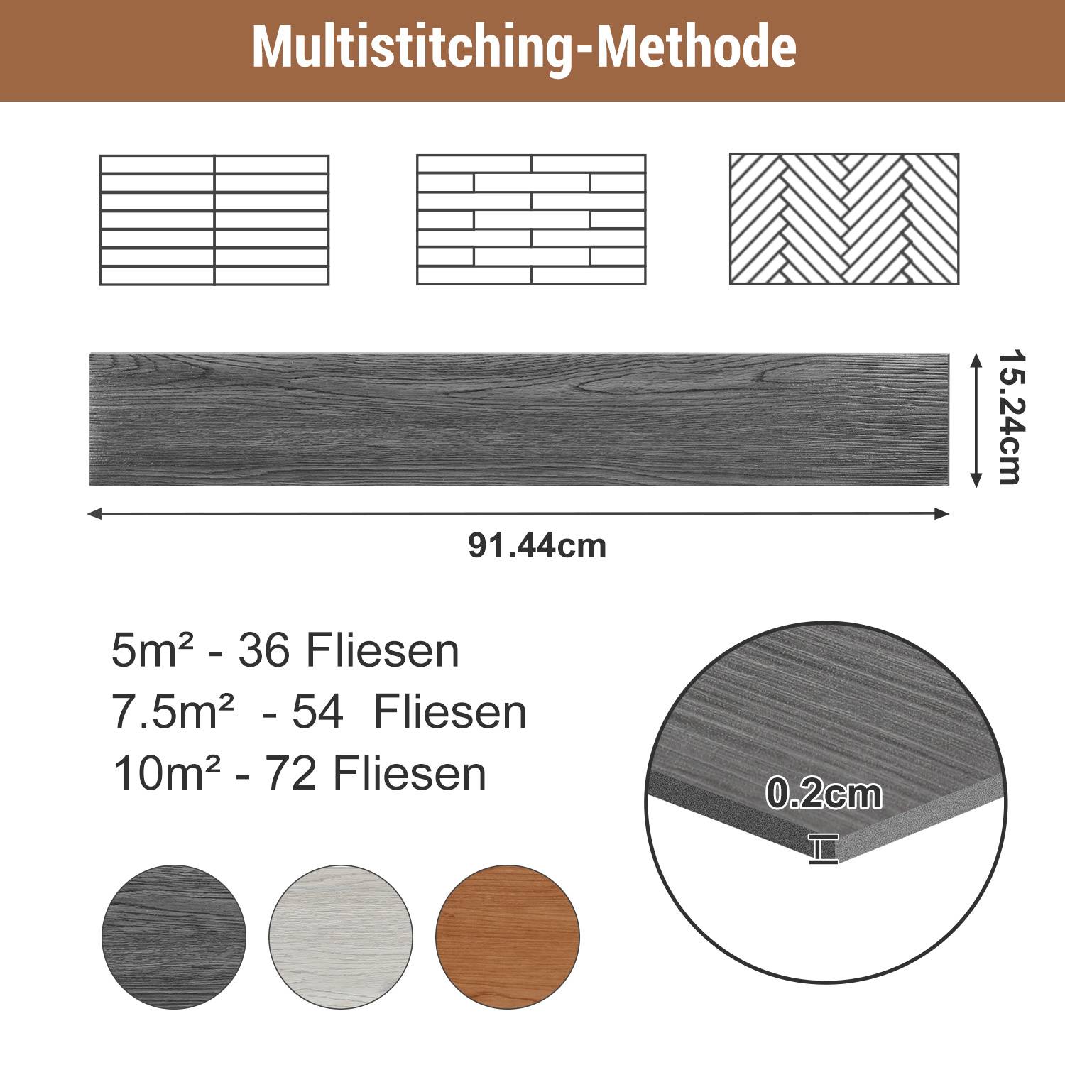 PVC Vinylboden Bodenbelag Selbstklebend 36 Stück 5m², Wasserfest Rutschfest Vinyl Dielen für Küche, Wohnzimmer, Balkon (Dunkelgrau oak)