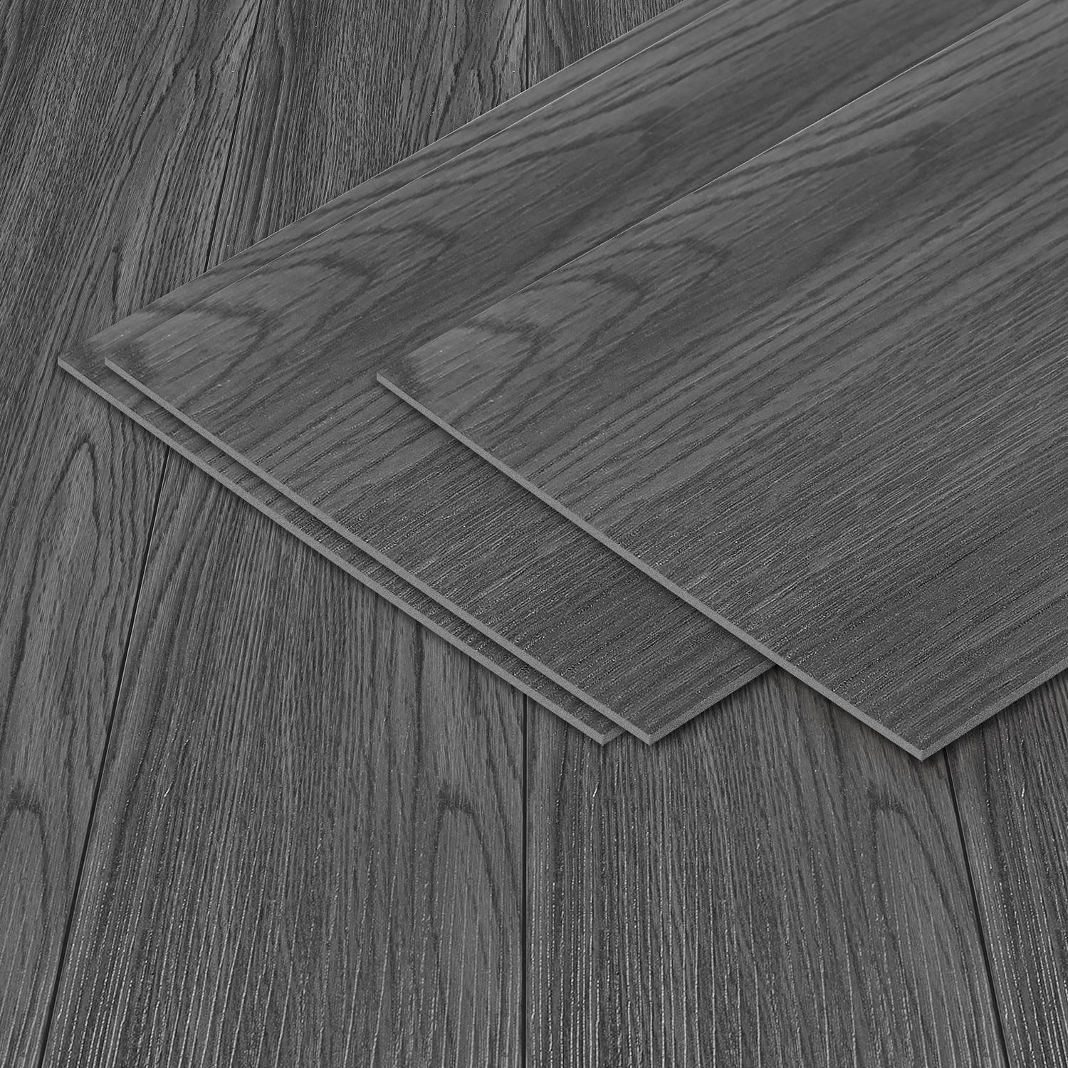 PVC Vinylboden Bodenbelag Selbstklebend 36 Stück 5m², Wasserfest Rutschfest Vinyl Dielen für Küche, Wohnzimmer, Balkon (Dunkelgrau oak)