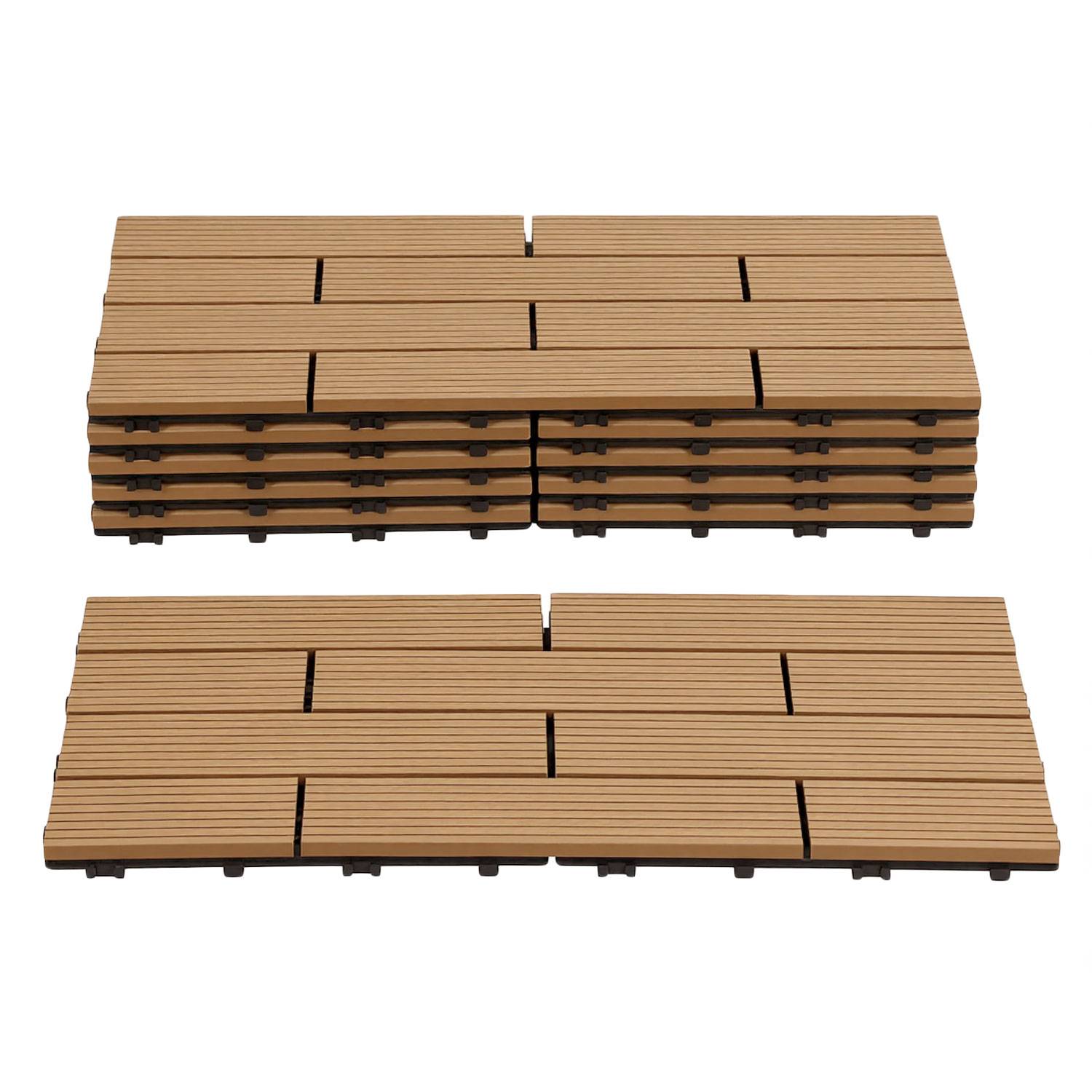 30 Stück Terrassenfliesen 30 x 60 cm mit Klicksystem, UV- und witterungsbeständig für Terrasse, Pool und Balkon Teak