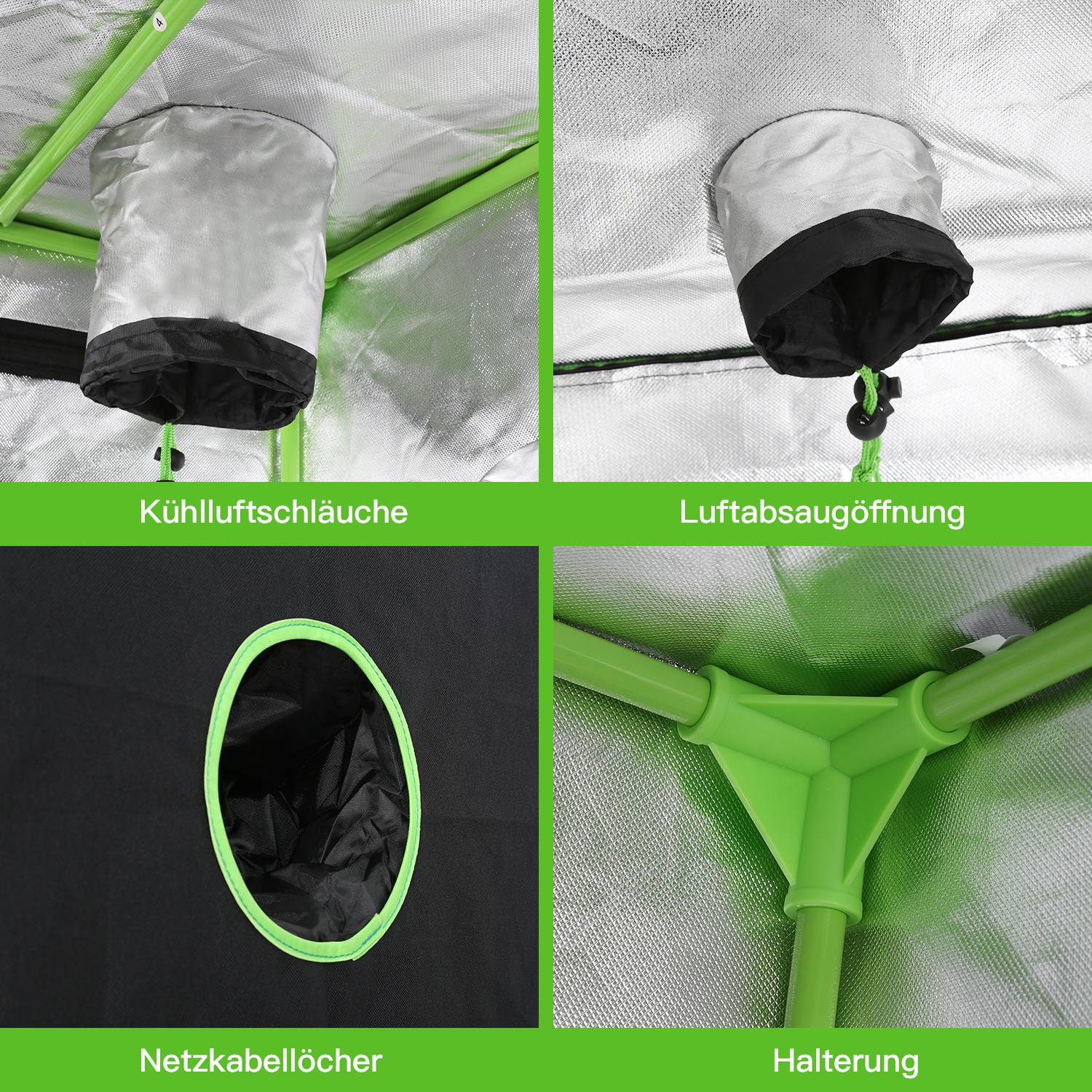 Growbox 120x60x180cm Pflanzzelt Indoor 600D Oxford, 99,9% lichtdicht, 95% reflektierend