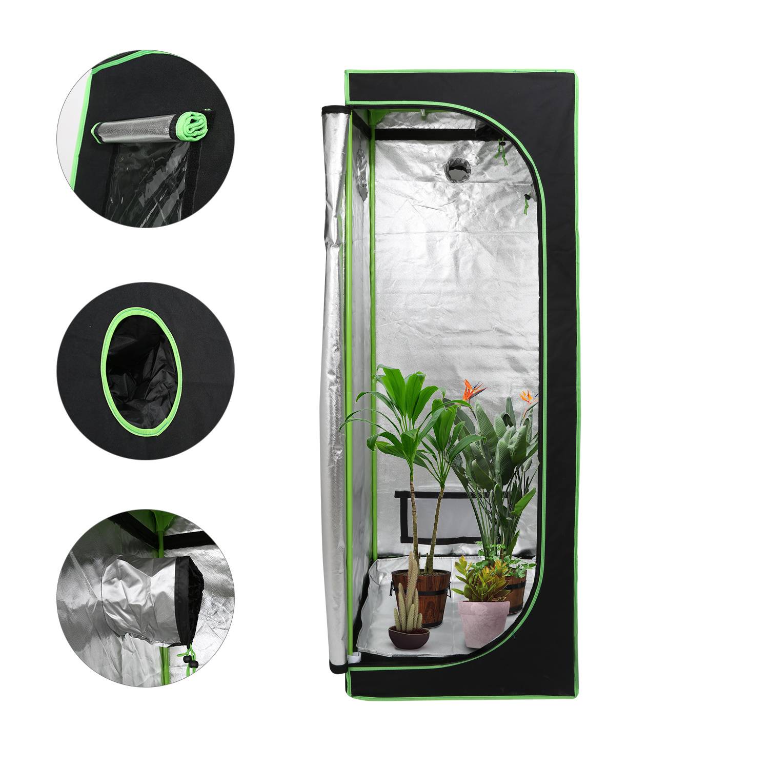 Growbox aus 600D Oxford-Gewebe, reißfest, feuerhemmend, für Kräuter Gemüse und Obst 60x60x180cm