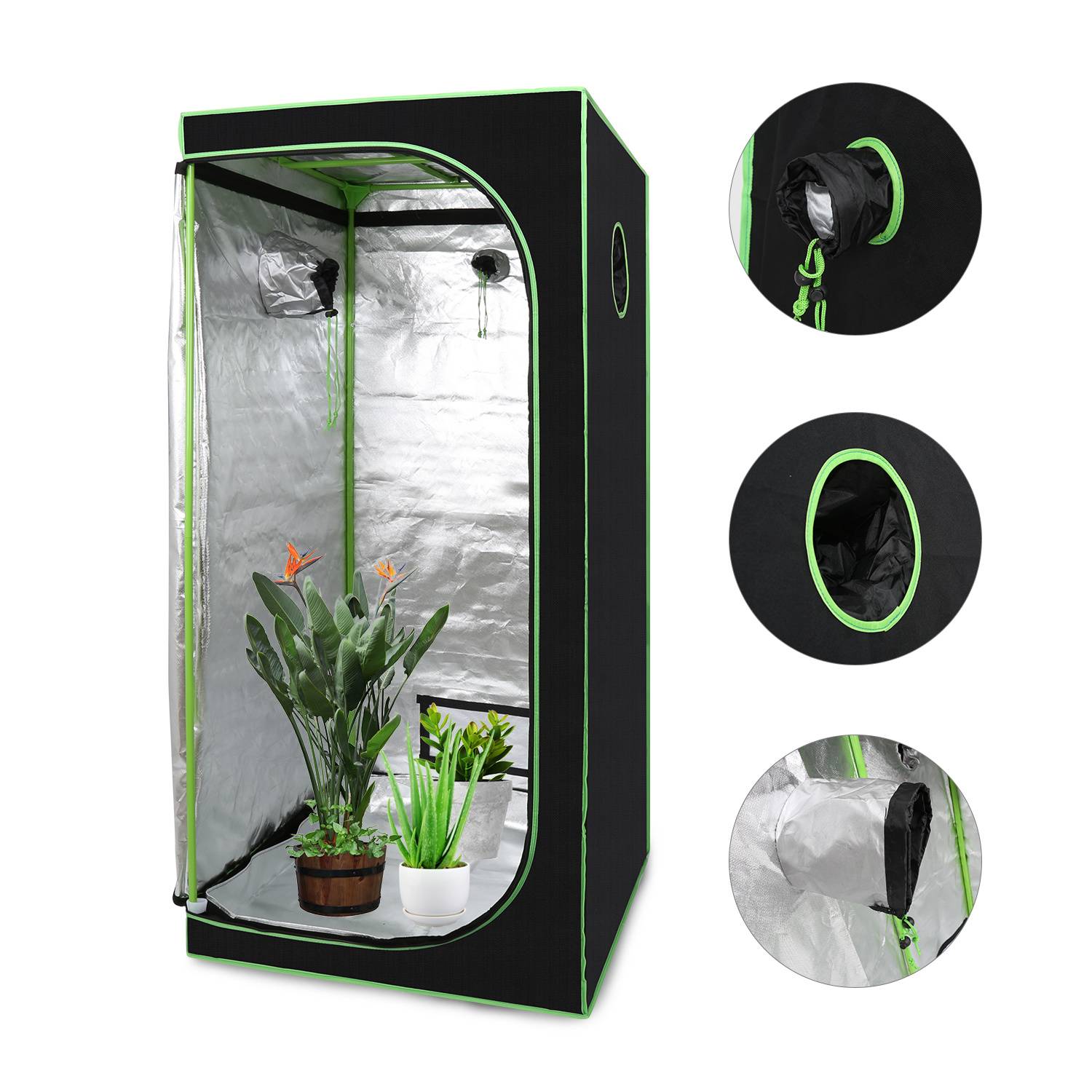 Growbox aus 600D Oxford-Gewebe, reißfest, feuerhemmend, für Kräuter Gemüse und Obst 80x80x180cm