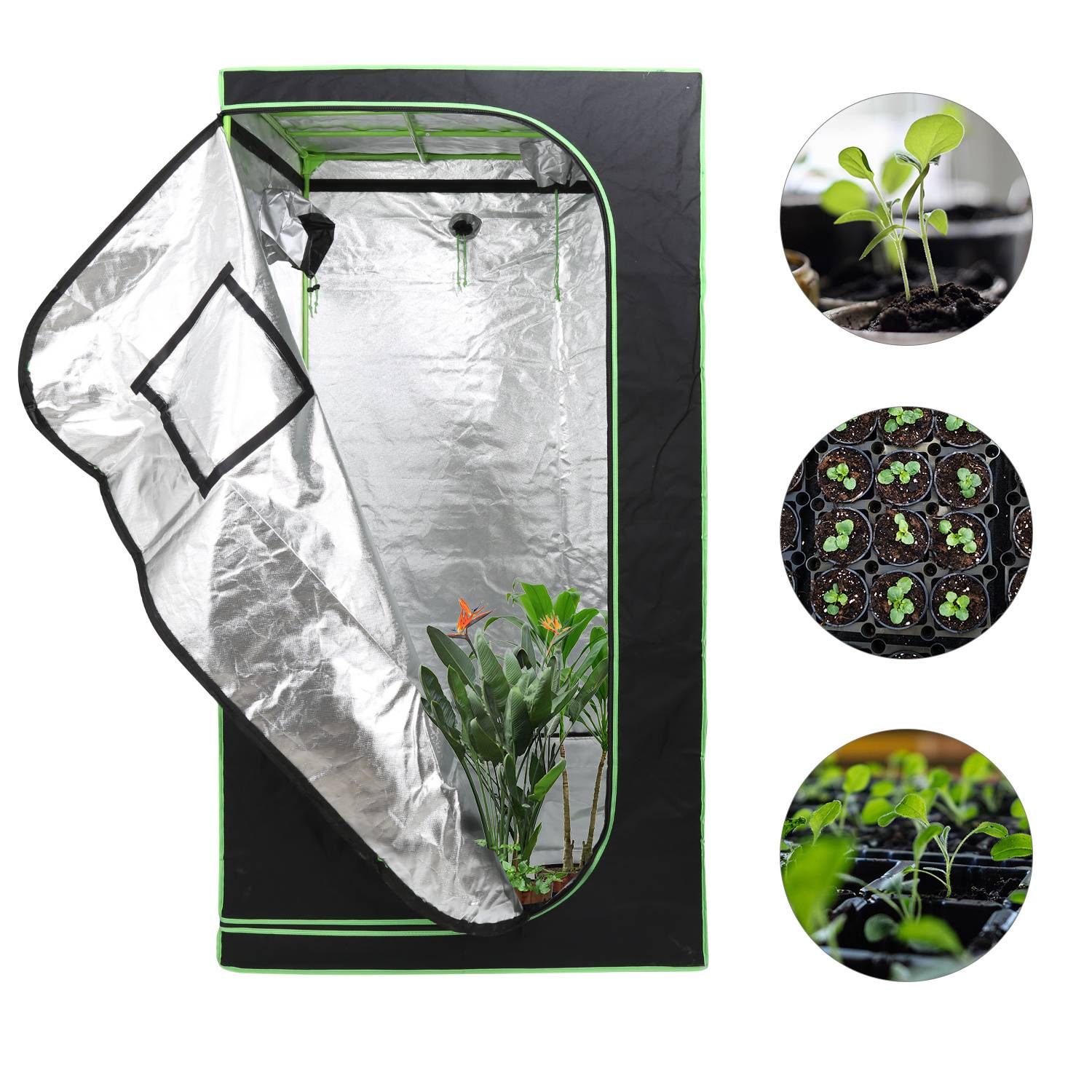 Growbox aus 600D Oxford-Gewebe, reißfest, feuerhemmend, für Kräuter Gemüse und Obst 100x100x200cm