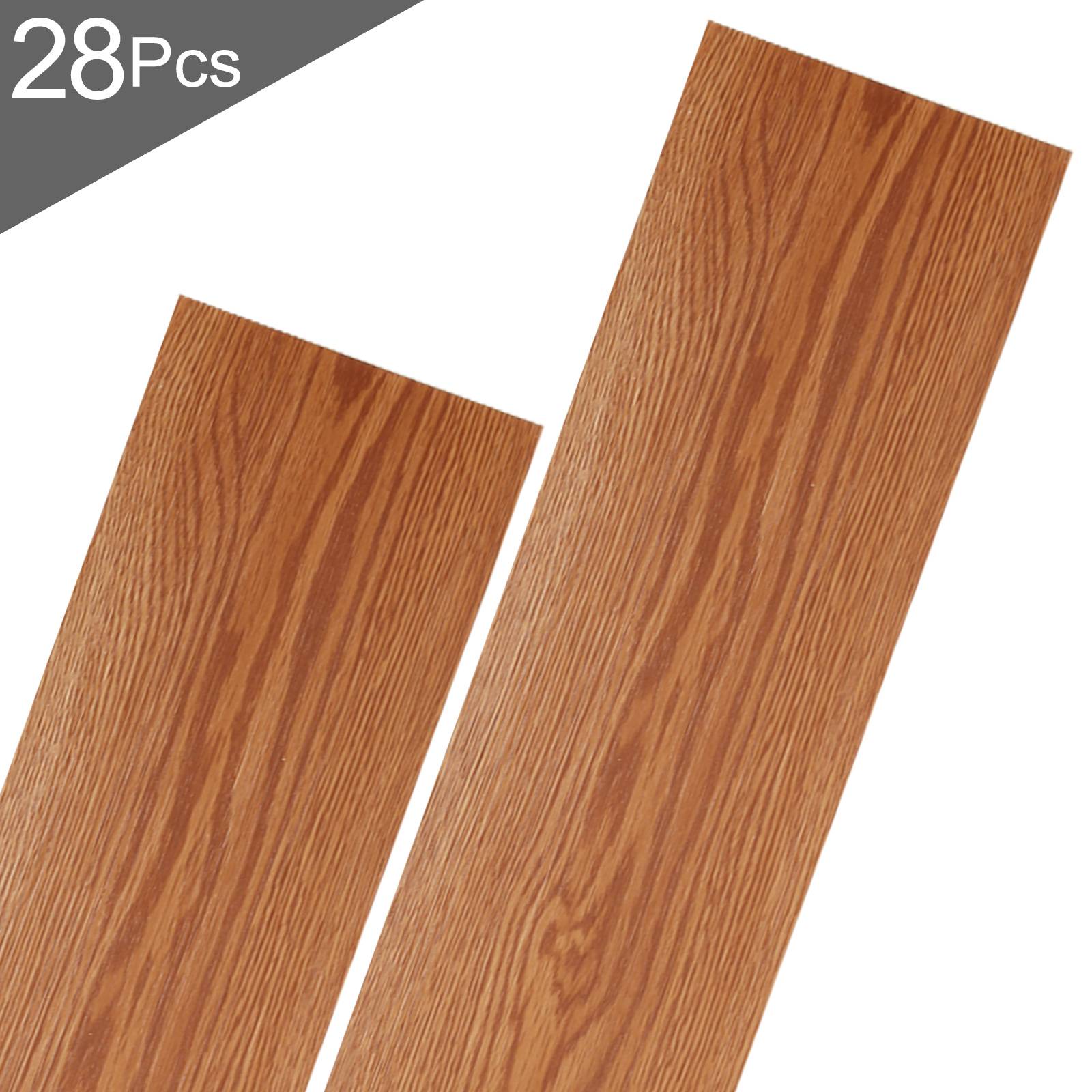 4 m² PVC Vinylboden Bodenbelag Vinyl Laminat Selbstklebend Dielen Planke Rutschfest Wasserfest 28 Stück Vinyl-Dielen Holzmaserung Dielen (Holzbraun)