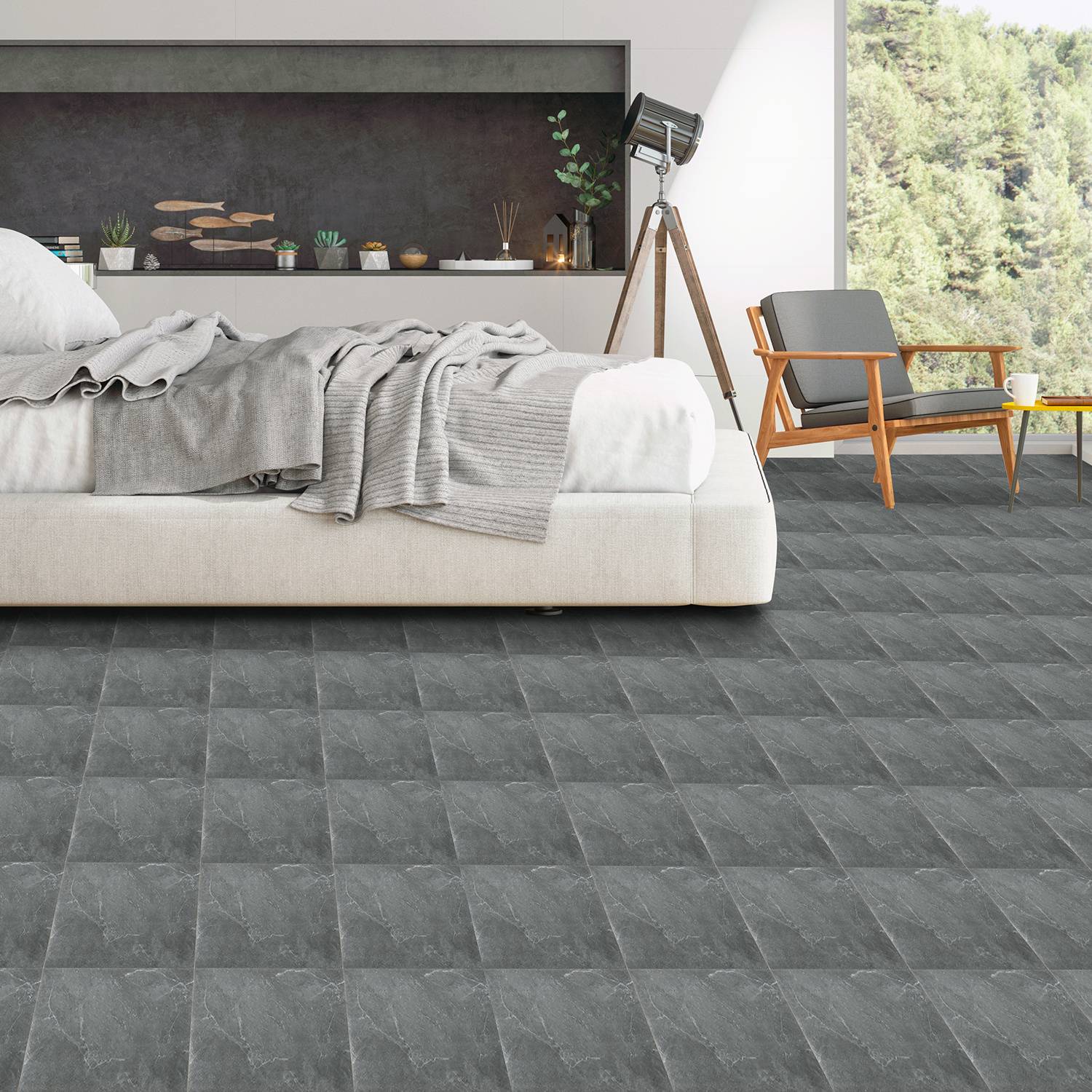 PVC Vinylboden Bodenbelag Vinyl Bodenfliesen 1 m² Selbstklebend Marmor Grau 11 Stück Marmoroptik Fliesen Design Bodenbelag gefühlsecht