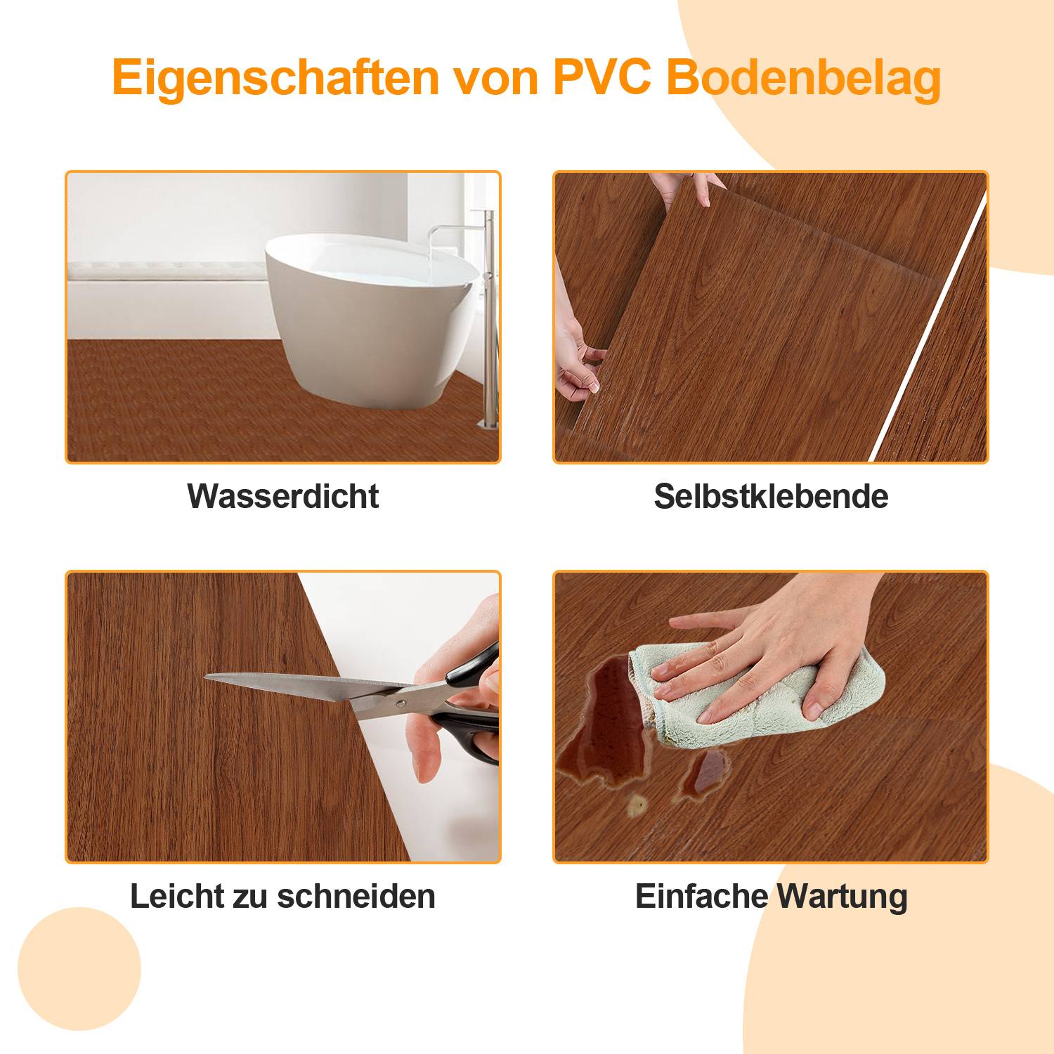 PVC Vinylboden Bodenbelag Vinyl Bodenfliesen 1 m² Selbstklebend Naturholz 11 Stück Holz Nachbildung Fliesen Design Bodenbelag gefühlsecht
