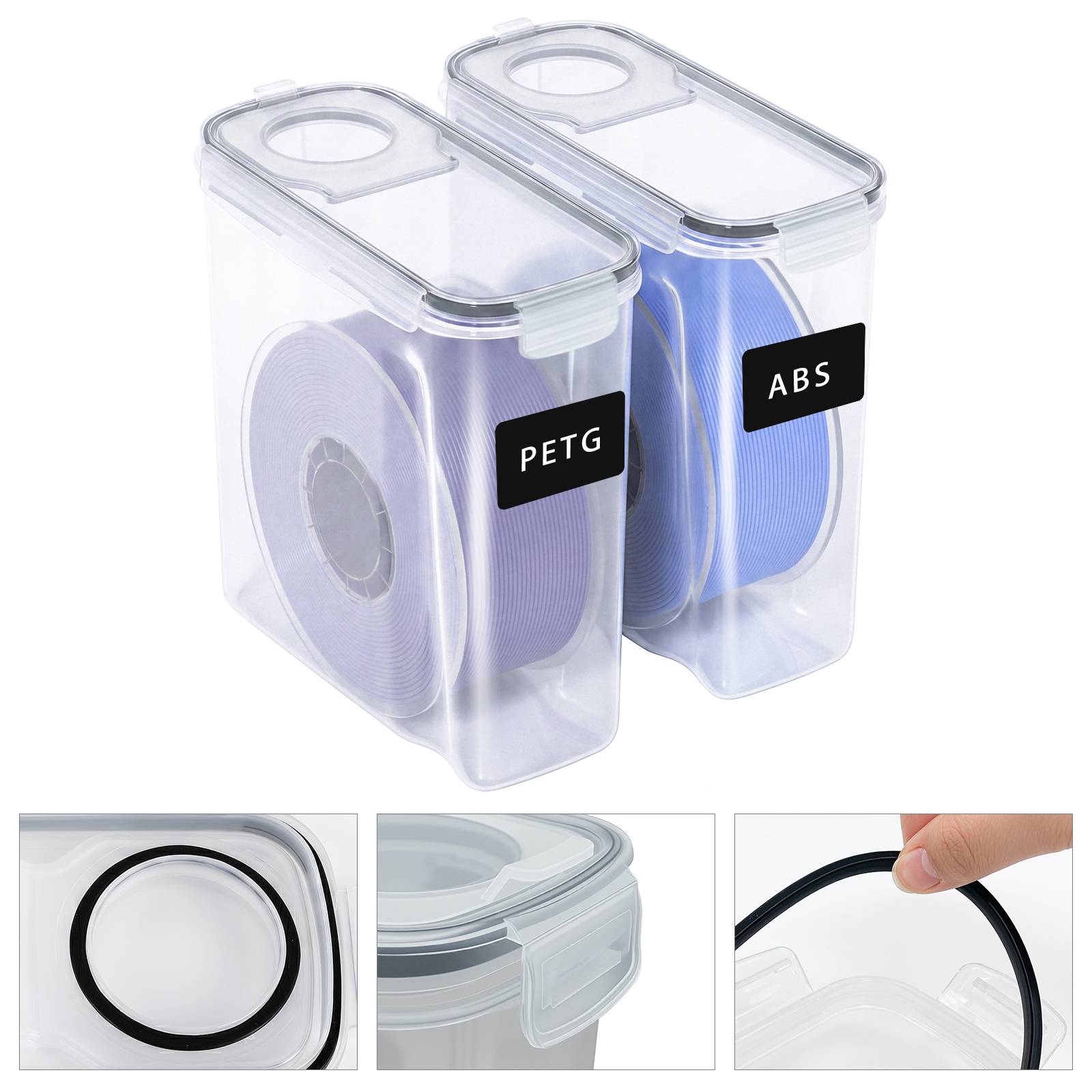 2er-Set 3D Drucker Filament Aufbewahrungsbox 4L, Wasserdichte Trockenbox mit Trockenmittel für 1,75mm Filament
