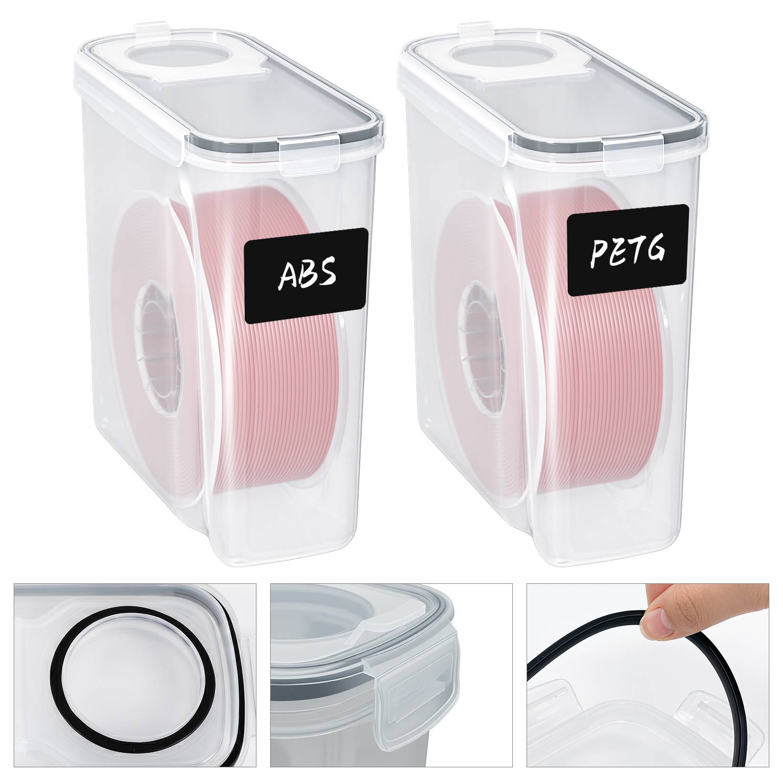 2er-Set 3D Drucker Filament Aufbewahrungsbox 4L, Wasserdichte Trockenbox für 1,75mm Filament (PLA/PETG/TPU)