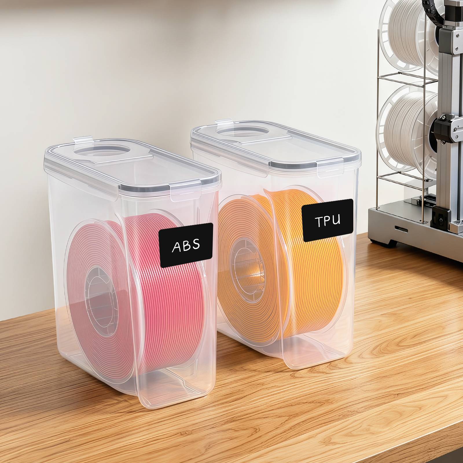 Luftdichte 3D Drucker Filament Trockenbox 4L, Aufbewahrungsbox mit Feuchtigkeitsschutz für 1,75mm Filament (PLA/PETG)