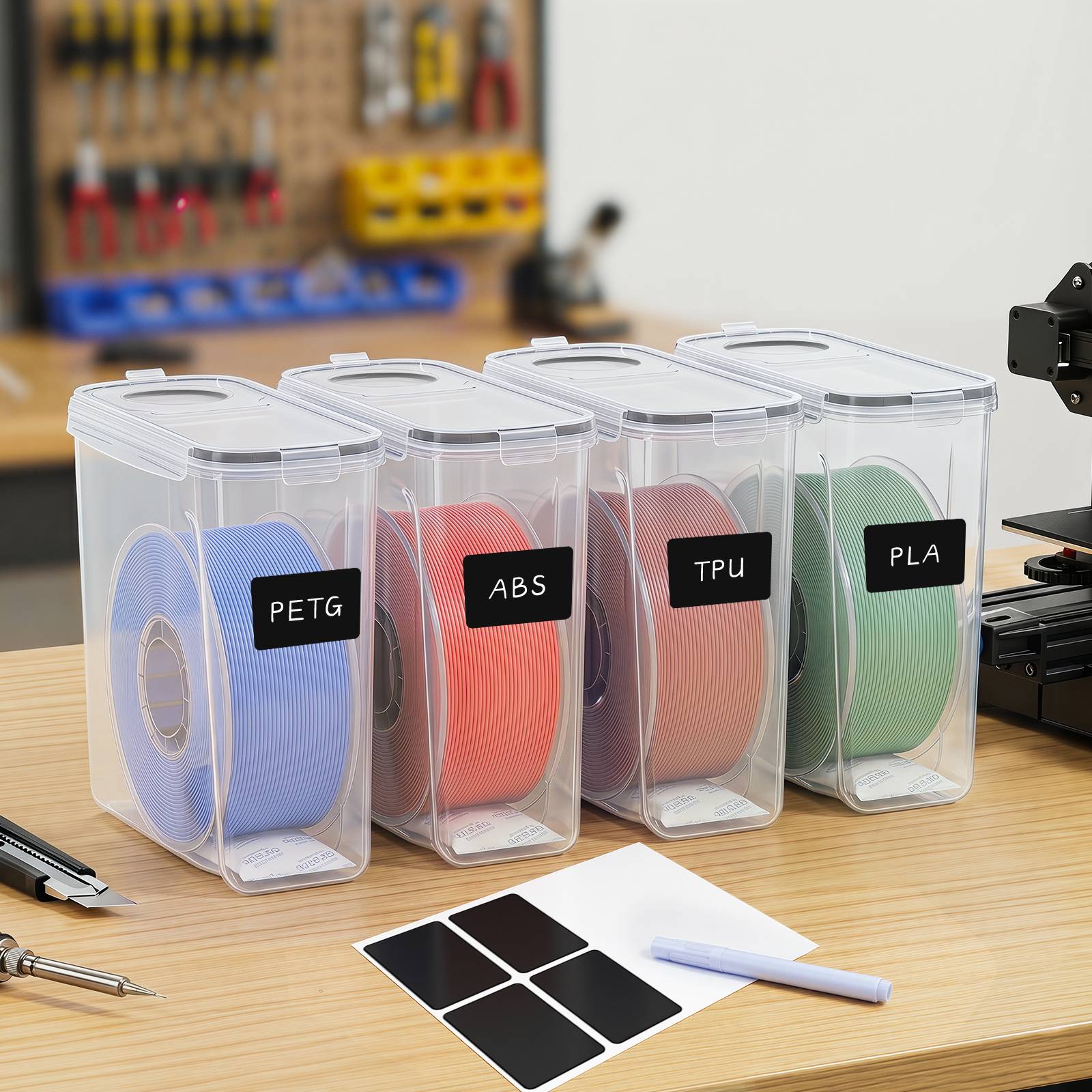 Luftdichte 3D Drucker Filament Trockenbox 4L, Aufbewahrungsbox mit Feuchtigkeitsschutz für 1,75mm Filament (PLA/PETG)