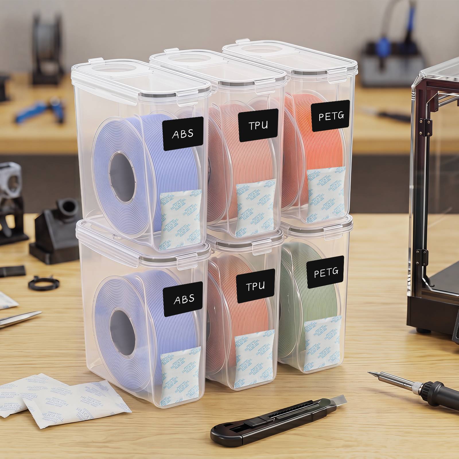 Luftdichte 3D Drucker Filament Trockenbox 4L, Aufbewahrungsbox mit Feuchtigkeitsschutz für 1,75mm Filament (PLA/PETG)