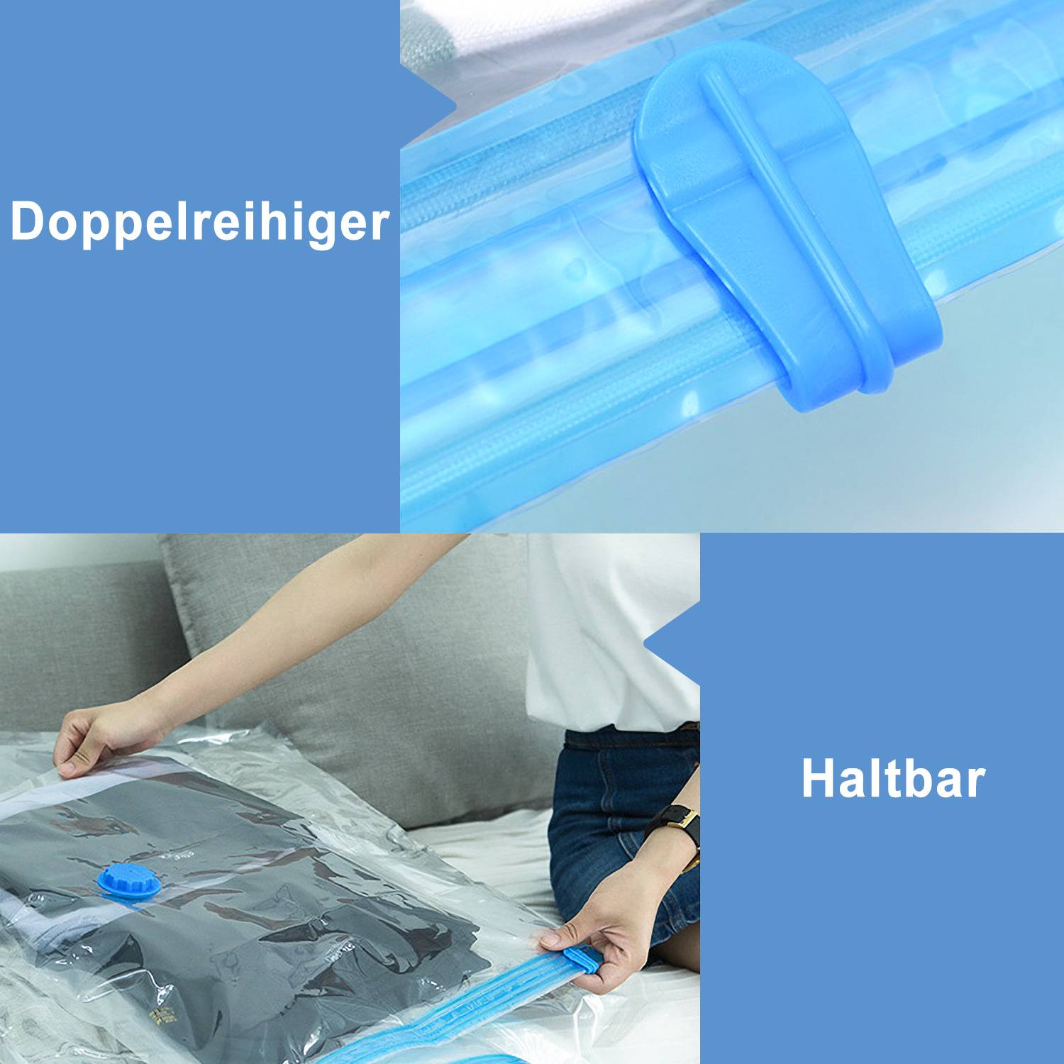 karpal Vakuumbeutel 6er Set 80x120 CM, Aufbewahrungsbeutel für Kleidung & Bettwäsche, platzsparende Kleidersäcke mit Ventil, wiederverwendbar & tra