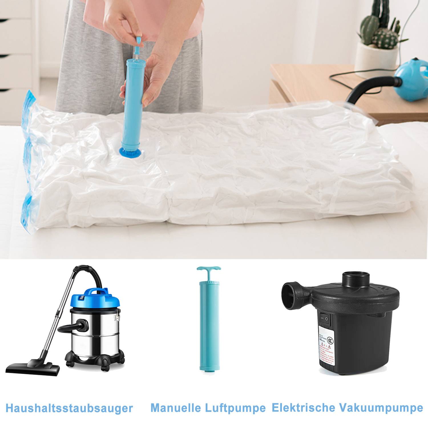 karpal Vakuumbeutel 6er Set 60x80 CM, Aufbewahrungsbeutel für Kleidung & Bettwäsche, platzsparende Kleidersäcke mit Ventil, wiederverwendbar & tran