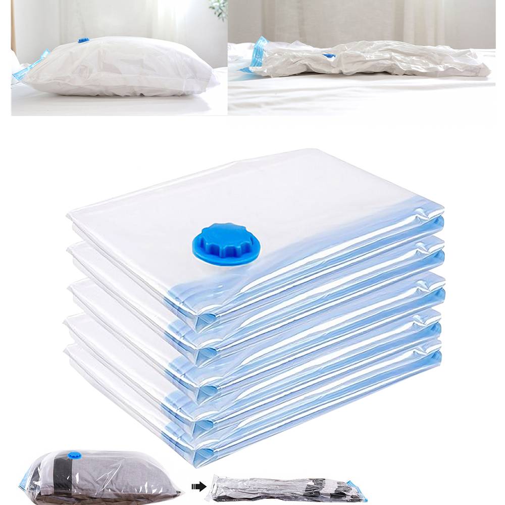 karpal Vakuumbeutel 5er Set 80x120 CM, Aufbewahrungsbeutel für Kleidung & Bettwäsche, platzsparende Kleidersäcke mit Ventil, wiederverwendbar & tra